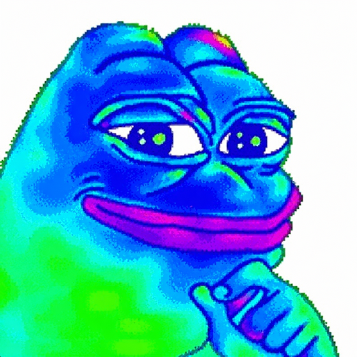 Pepeink, an electric blue and neon green frog